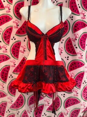 ❤️🖤 Native Intimates Embellished Satin Lace Chemise Babydoll